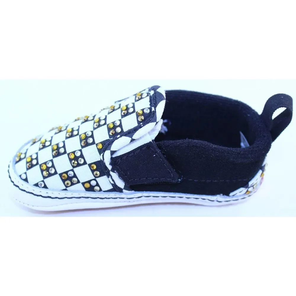 VANS Checkerboard Slip-On Black Rhinestone Sneaker